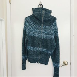 Free People Wool Zip Sweater with Long Neck M